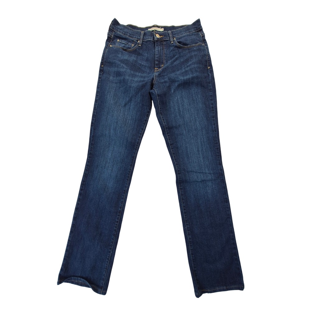 Levi's 505 Straight Leg Jeans Women's 8L Dark Wash Blue Mid Rise Stretch Denim